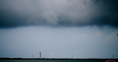 Storm clouds gather over Launch Complex 39A at Kennedy Space Center on Wednesday, May 27, 2020.  Photo credit: Jared Haworth / We Report Space