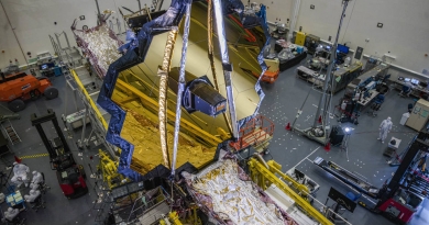 NASA's James Webb Space Telescope in the clean room at Northrop Grumman, Redondo Beach, California, in July 2020.
Credits: NASA/Chris Gunn