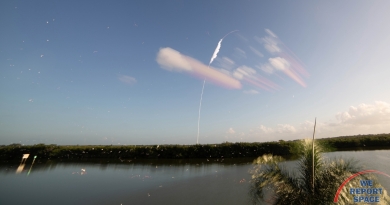 SpaceX's Falcon 9 rocket launches from LC-39A, Kennedy Space Center on Sunday, October 18, 2020.  Photo credit: Bill Jelen / We Report Space
