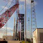 Jared: Atlas V / Orbital ATK Cygnus OA-4 CRS-4: Atlas V framed by the Crew Access Tower and origami crane at SLC-41