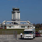 Super Guppy brings EM-1 capsule to KSC (Jared Haworth): Shuttle Landing Facility Control Tower