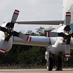 Super Guppy brings EM-1 capsule to KSC (Jared Haworth): Starboard propellers