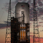 Delta IV Heavy / NROL-37 (Jared & Dawn Haworth): Sunrise behind the Delta IV Heavy on Launch Day