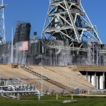 Sound Suppression System Final Test (Michael Howard): Water running off mobile launcher after water flow test.