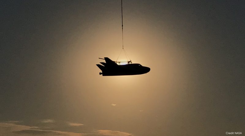 The Dreamchaser Spaceplane during a 2017 Captive-Carry Test.  Photo credit: NASA