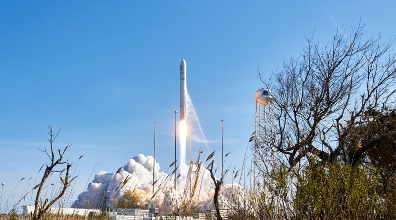 With seagrass waving in the shore breeze, Antares lifts off from Launchpad 0A at the Mid Atlantic Regional Spaceport, Wallops Island, Virginia.  Photo credit: Jared Haworth / We Report Space