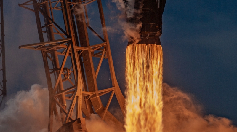 SpaceX's Falcon 9 rocket leaves a fiery trail as it departs SLC-40, bearing the Dragon spacecraft and CRS-19 mission to the International Space Station.  Photo credit: Scott Schilke / We Report Space