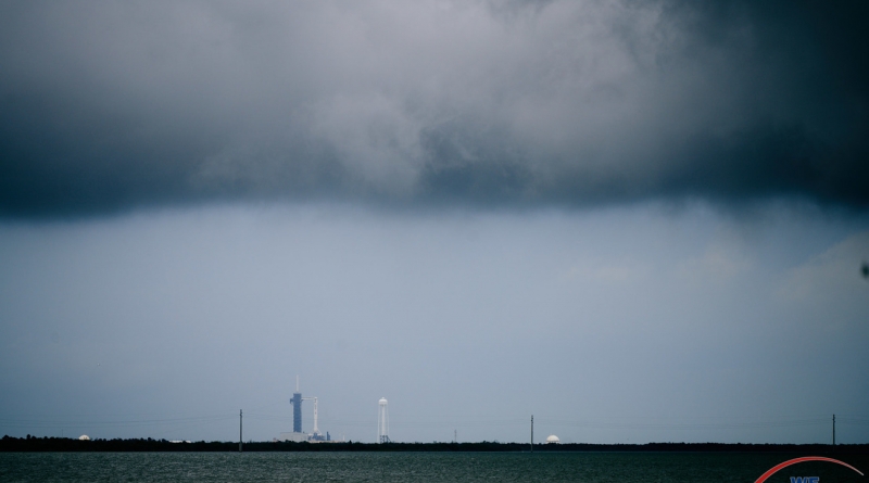 Storm clouds gather over Launch Complex 39A at Kennedy Space Center on Wednesday, May 27, 2020.  Photo credit: Jared Haworth / We Report Space
