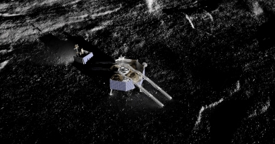 An artist's rendering of VIPER exiting from the Griffin Lander. Photo: Astrobotic