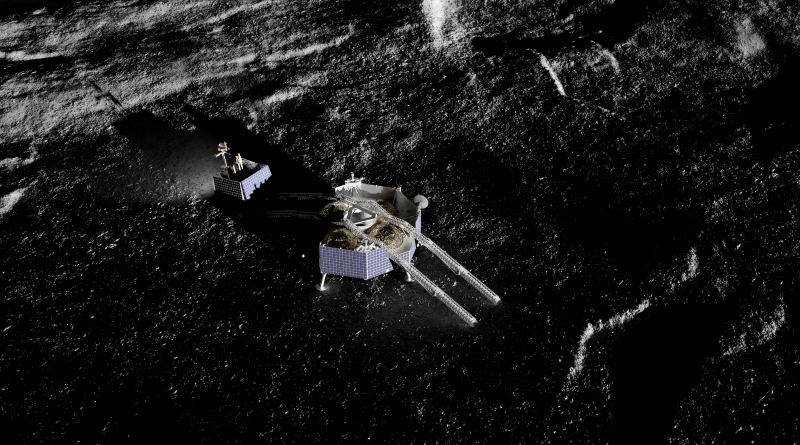 An artist's rendering of VIPER exiting from the Griffin Lander. Photo: Astrobotic