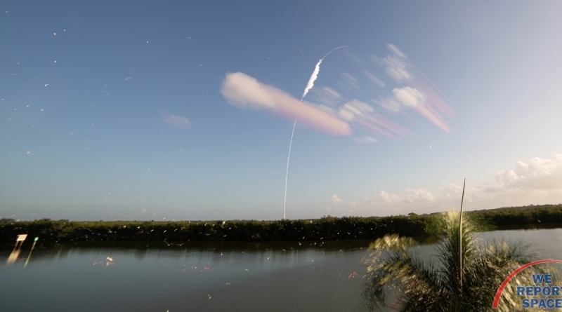 SpaceX's Falcon 9 rocket launches from LC-39A, Kennedy Space Center on Sunday, October 18, 2020.  Photo credit: Bill Jelen / We Report Space