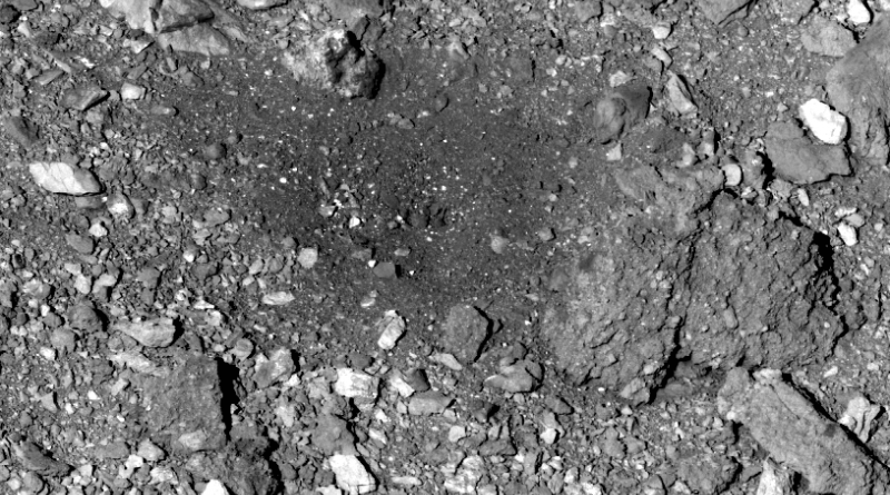 View of the Nightingale sample site after the TAG event. Images were taken on April 7, 2021, as part of a final observation campaign to document the state of the surface after TAG. Photo credit: NASA's Goddard Space Flight Center