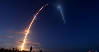 SpaceX's Falcon 9 rocket speeds the Crew Dragon "Resilience" to orbit, carrying four private citizen astronauts on the Inspiration 4 mission.  Photo credit: Michael Howard / We Report Space