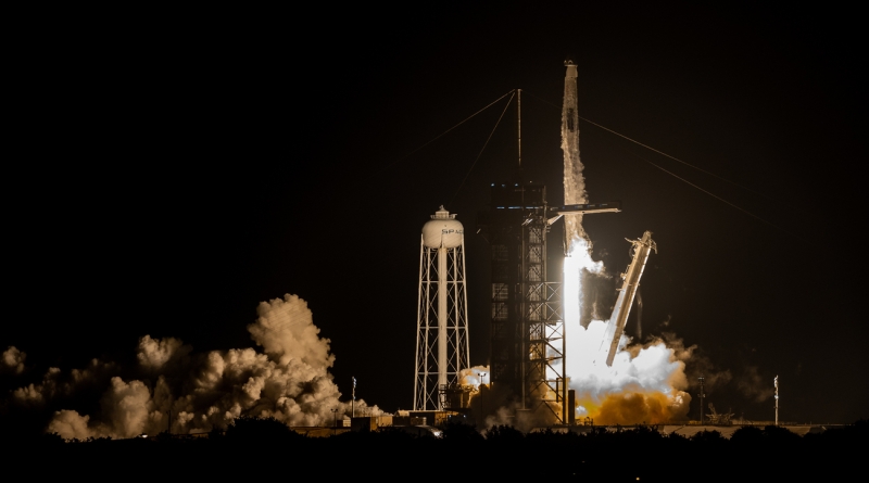 SpaceX's Crew Dragon launches atop a Falcon 9 rocket from Kennedy Space Center on November 10, 2021.