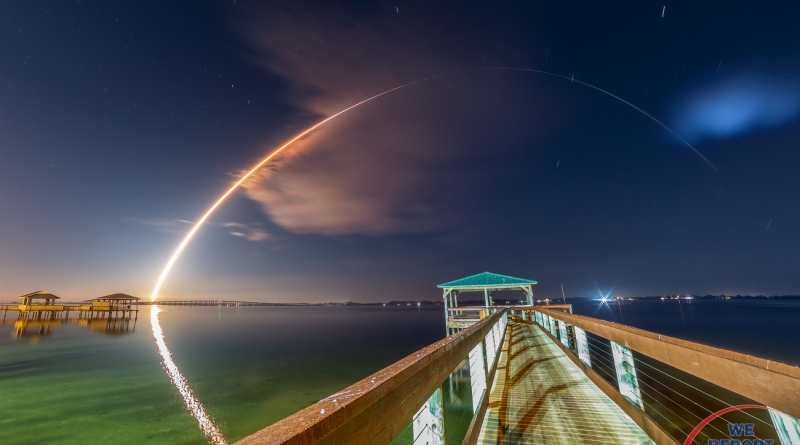 Palm Shores and the Indian River Lagoon were treated to a spectacle of light and sound early this morning as United Launch Alliance's Atlas V rocket and Northrop Grumman's STP-3 satellite ascended to orbit.  Photo credit: Michael Seeley / We Report Space