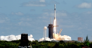 Astronauts from NASA, JAXA and Roscosmos launch aboard a SpaceX Crew Dragon from Kennedy Space Center.  Photo credit: Michael Howard / We Report Space