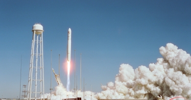 Northrop Grumman's Antares rocket launching NG-17 in February 2022.  Photo credit: Jared Haworth / We Report Space