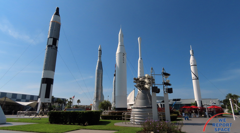 Kennedy Space Center Visitor Complex's rocket garden, showcasing early rockets used in crewed and uncrewed space exploration.  Photo credit: Michael Howard / We Report Space